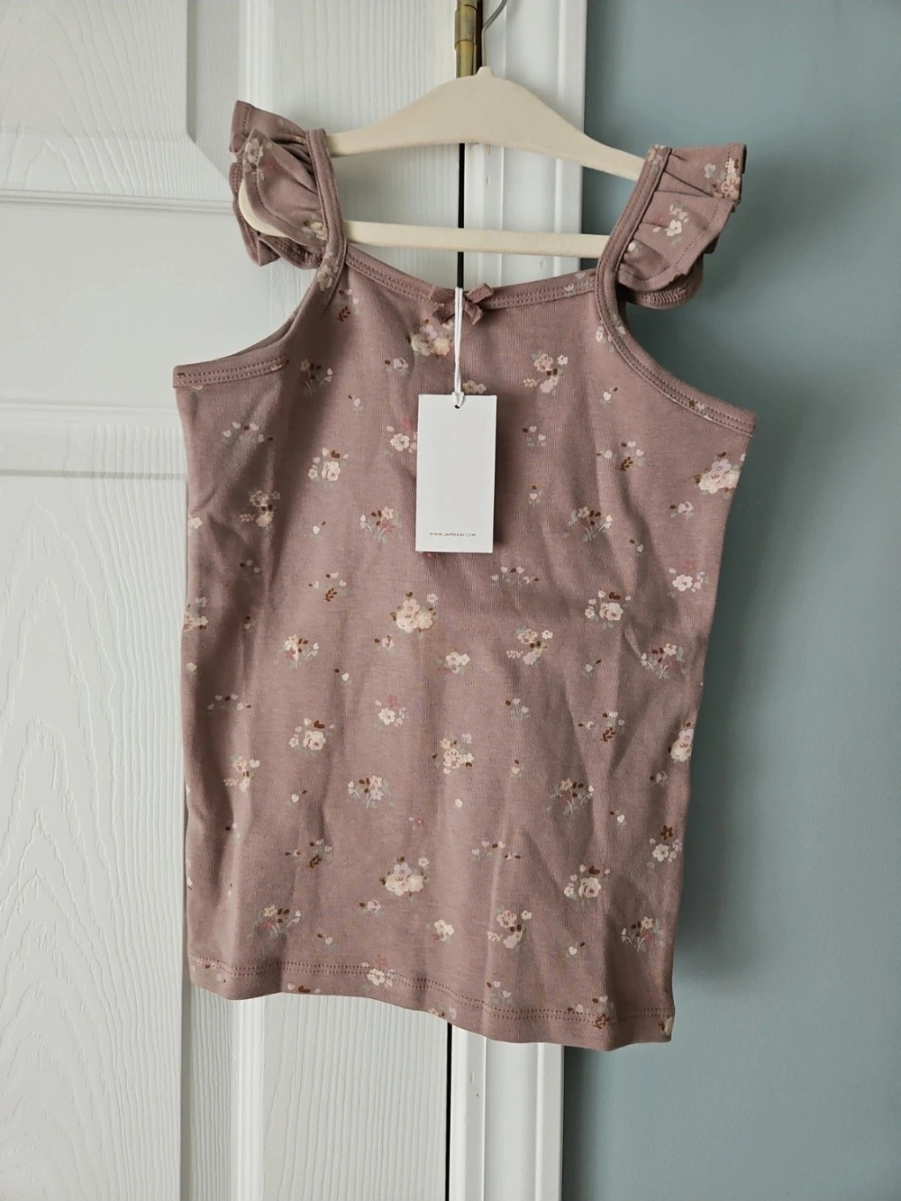 Jamie Kay Mauve Floral Ruffle Strap Tank Top